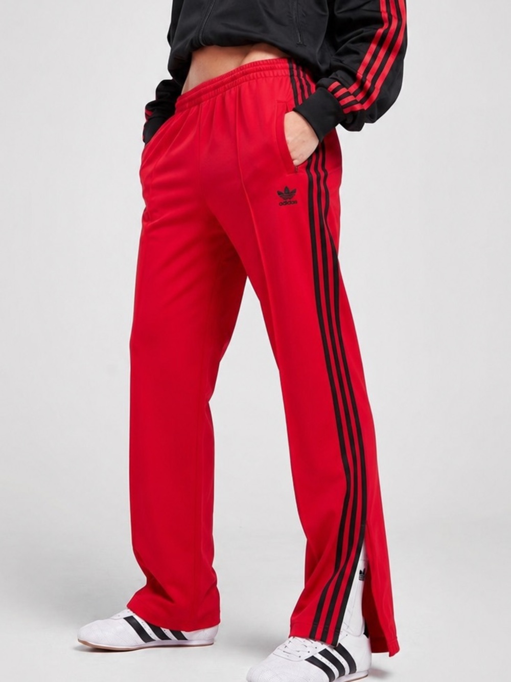 adidas Women’s Classic Firebird Track Pants Red w/Black Stripes KD3648